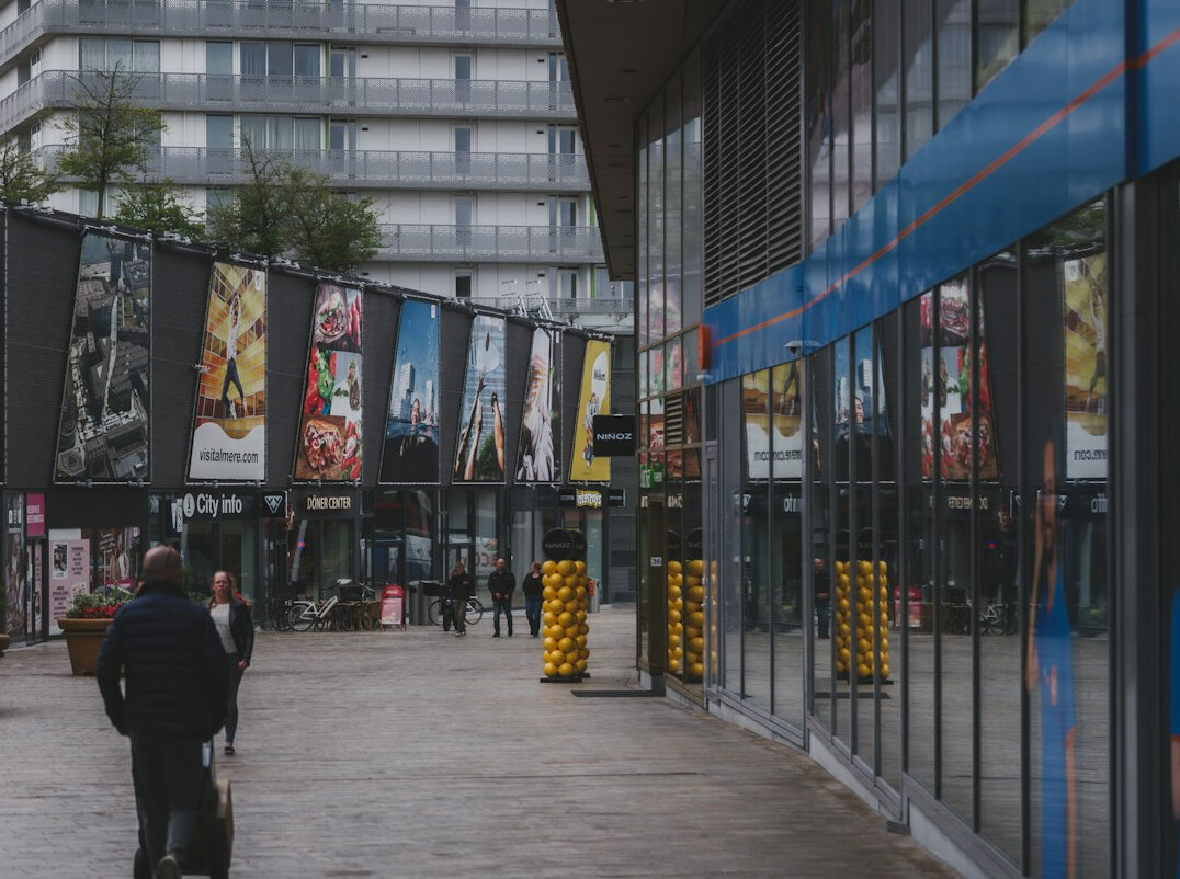 security guard investigating noise in mall